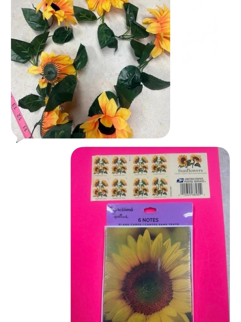 Bundle of Sunflower Notecards ,stamps and 3
Garlands